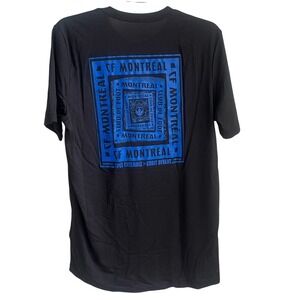 Adidas CF Montreal Short Sleeve T Shirt Mens Medium Black Blue Team Graphics NWT